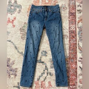 J.‎ Crew Toothpick Jeans Women’s 27 Polka Dot Blue 9” High Rise Skinny Stretch